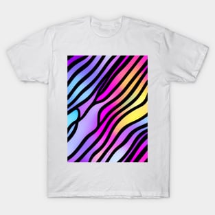 Wavy lines on a Bright Liquid Multicolor gradient - Abstract Geometric Pattern T-Shirt